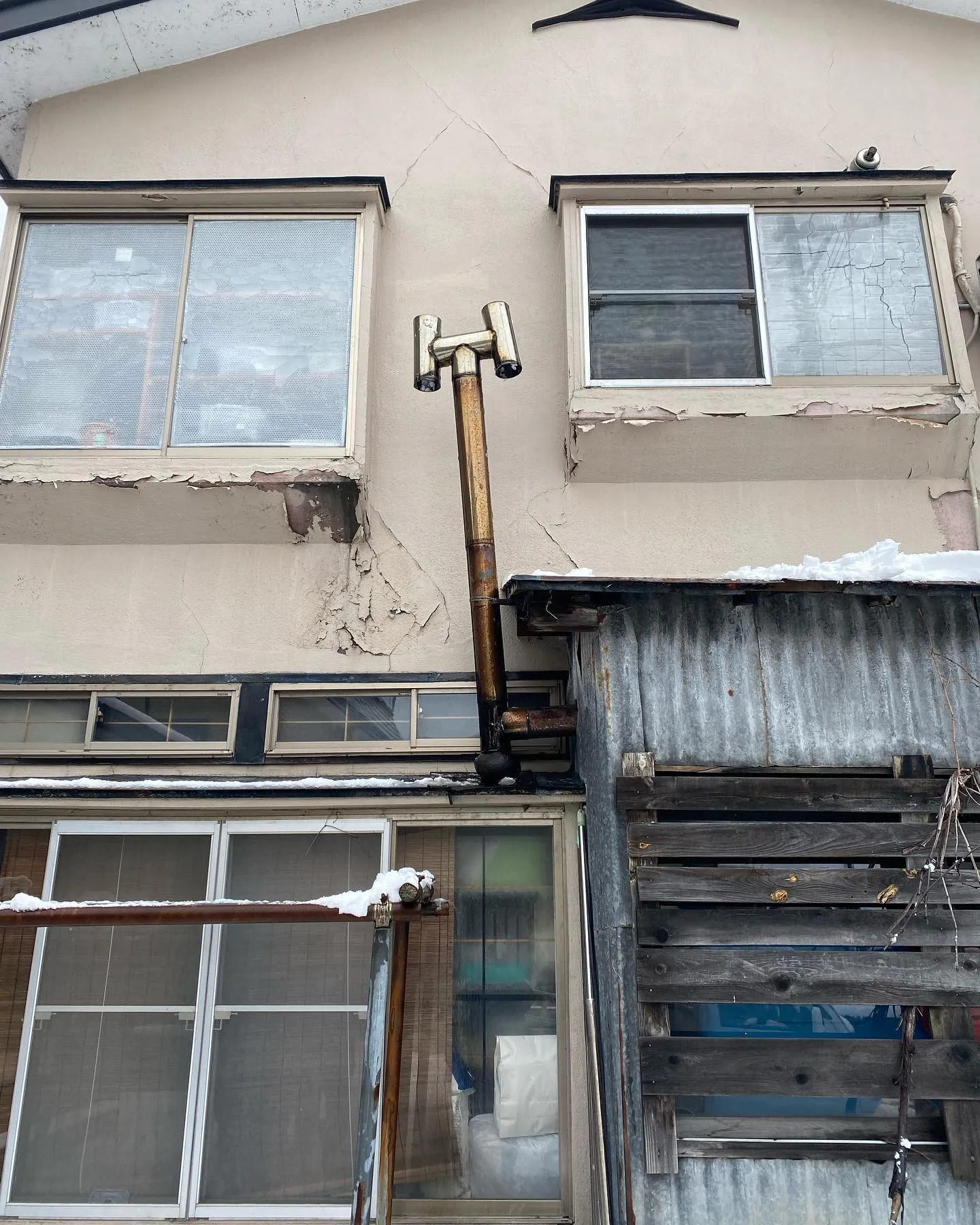 煙突取付け補修